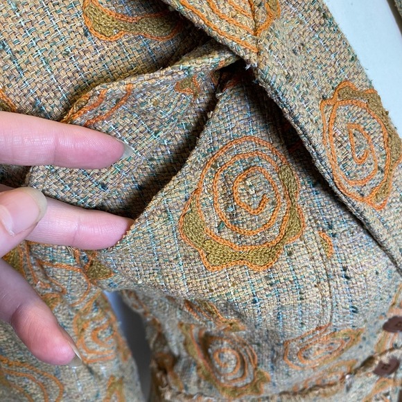 Pamela Brown Women's Textured Floral Jacket Blazer Collared‎ Two Button Preppy - Picture 5 of 15